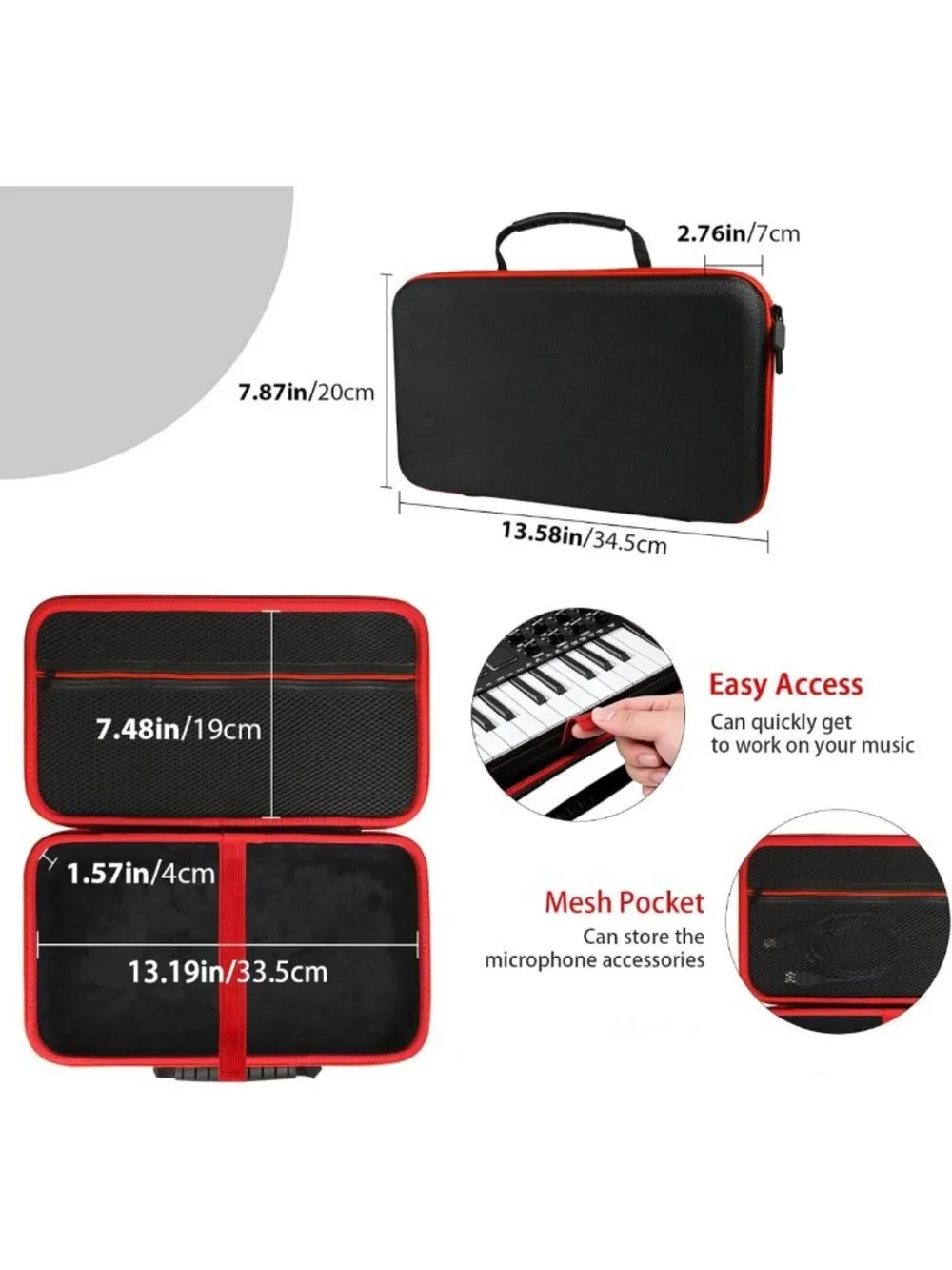 Protective Carrying Case for USB MIDI Keyboard Controller - Fits 25-Key Models